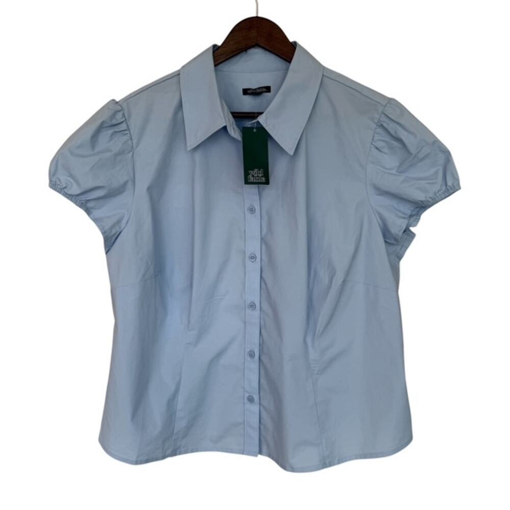 Wild Fable Light Blue Puff Sleeve Button Up Collared Shirt - XXL - NWT